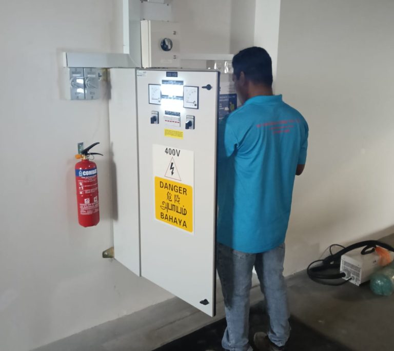 VF Contractors electrician working on a main switchboard